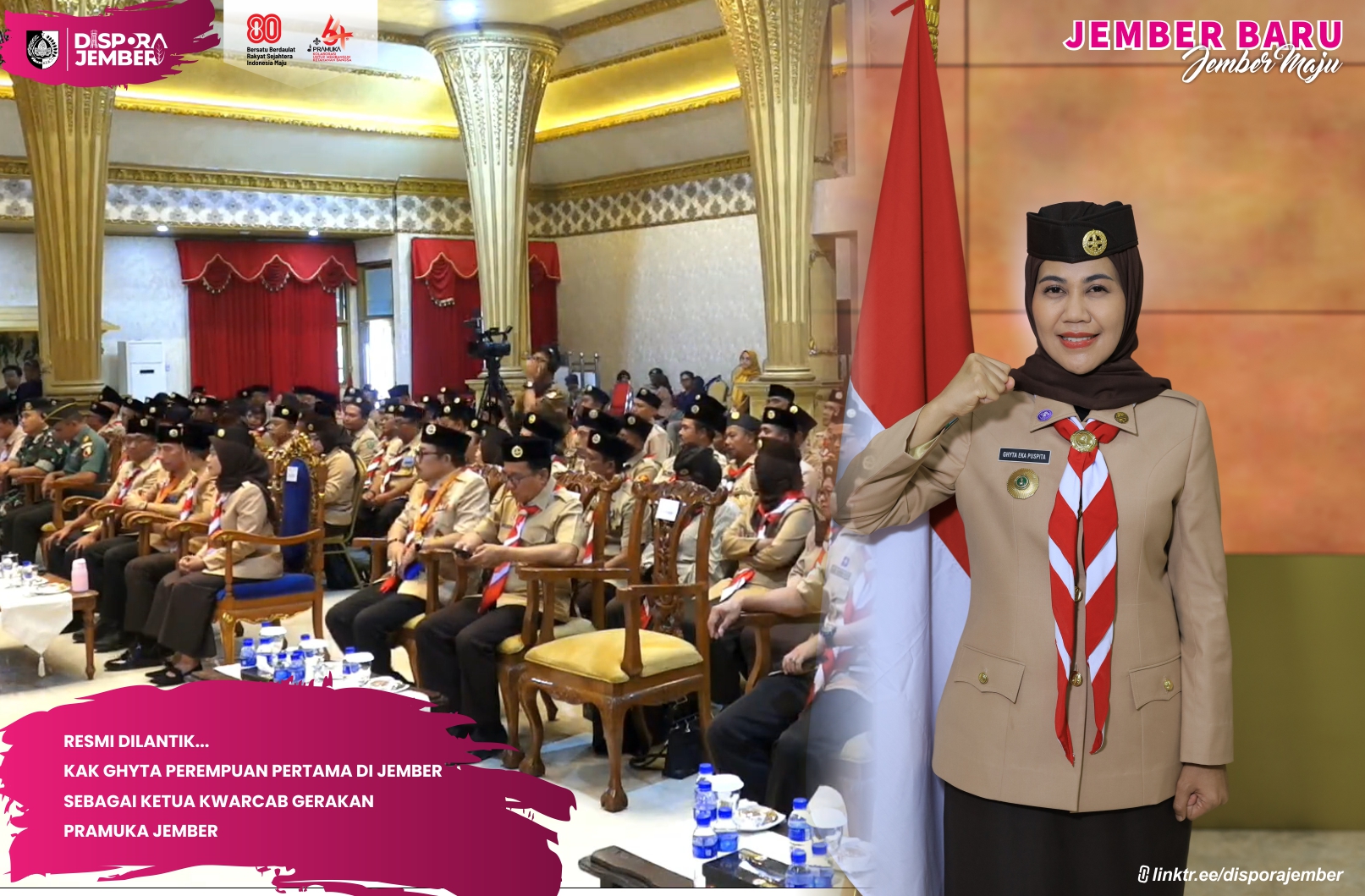 Resmi Dilantik .... Kak Ghyta Perempuan Pertama Di Jember Sebagai Ketua Kwarcab Gerakan Pramuka